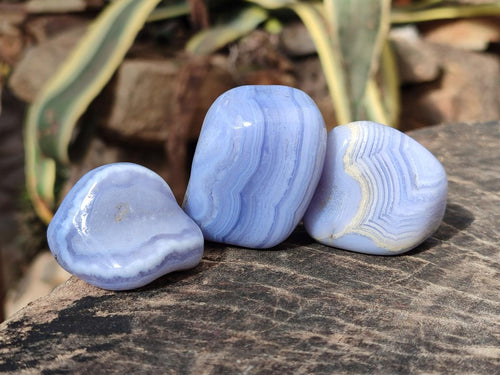 Polished Blue Lace Agate Tumbled Stones x 24 From Nsanje, Malawi - Toprock Gemstones and Minerals 