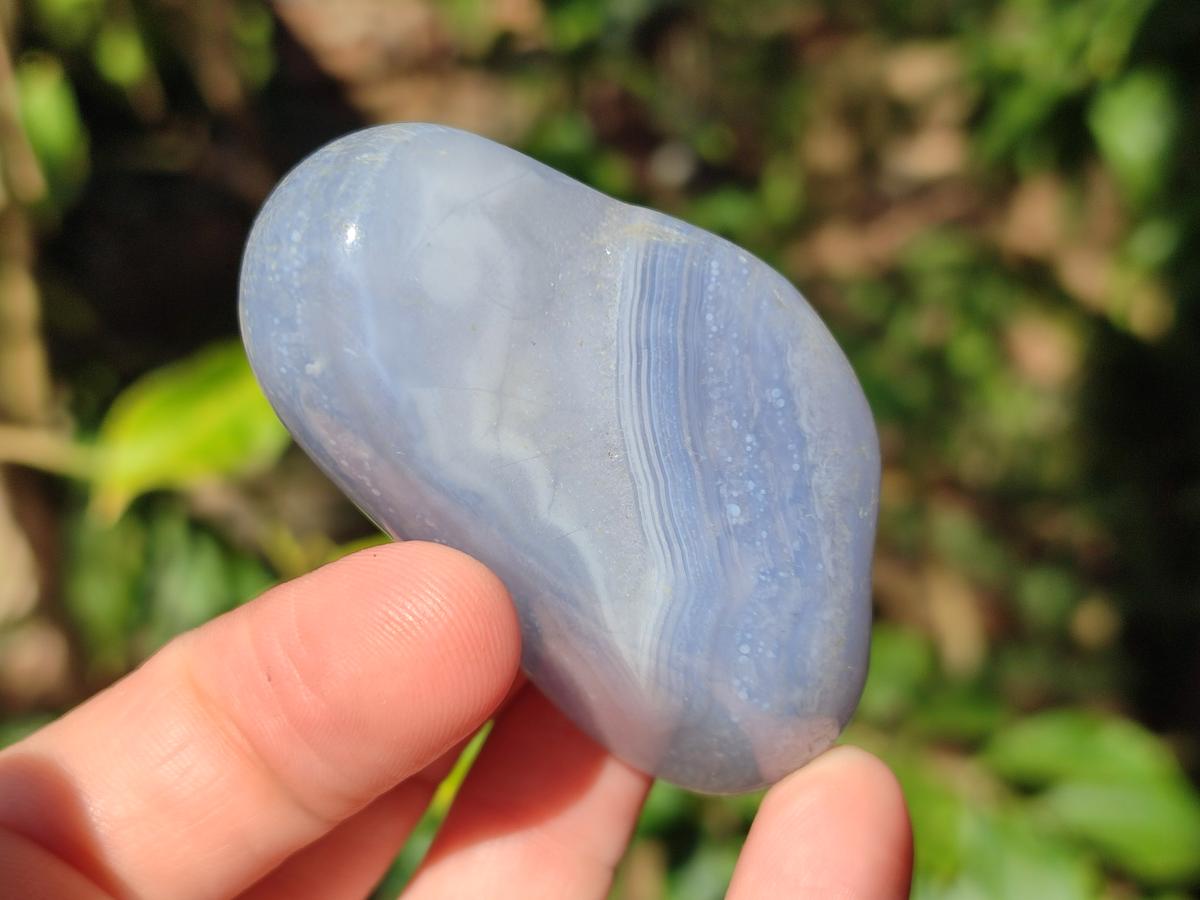 Polished Blue Lace Agate Tumbled Stones x 24 From Nsanje, Malawi - Toprock Gemstones and Minerals 