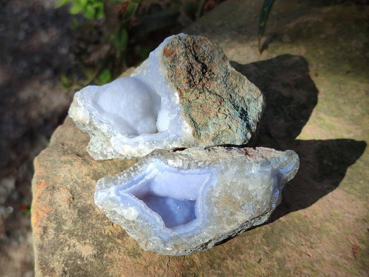 Natural Blue Lace Agate Geode Specimens x 12 From Nsanje, Malawi - Toprock Gemstones and Minerals 