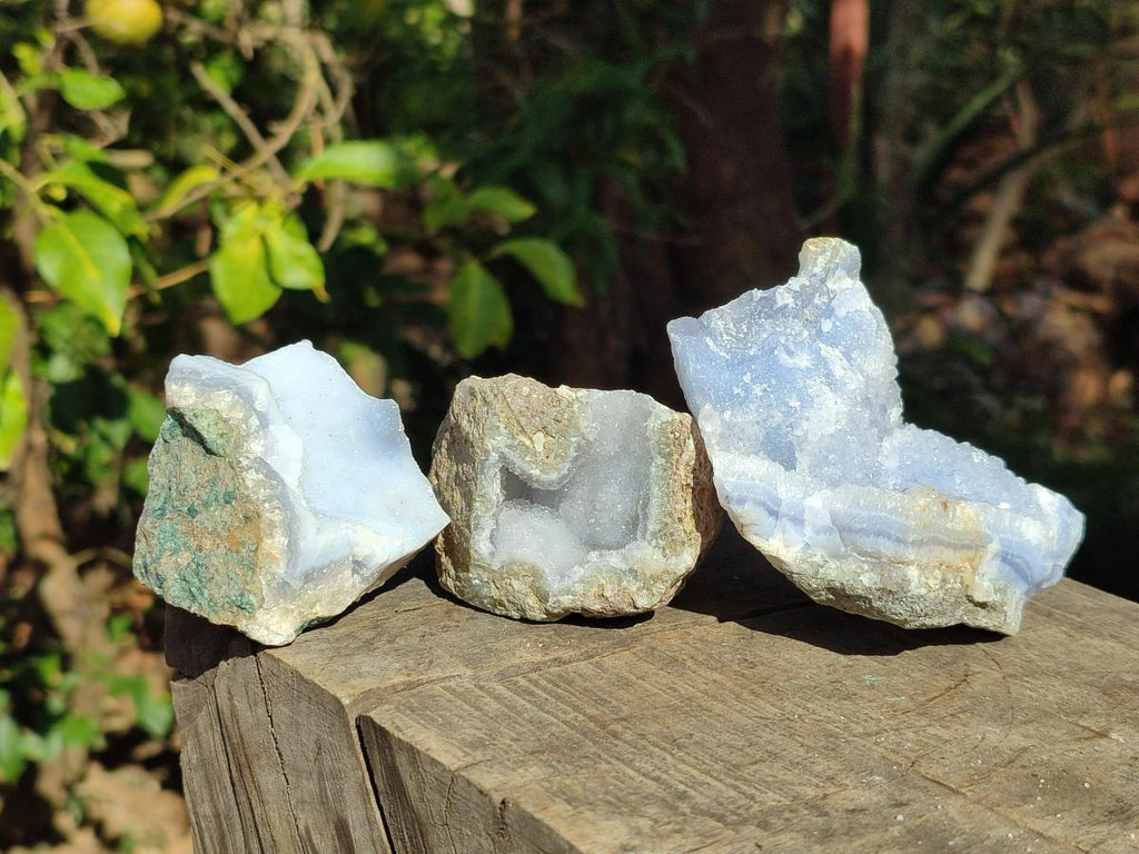 Natural Blue Lace Agate Geode Specimens x 12 From Nsanje, Malawi - Toprock Gemstones and Minerals 