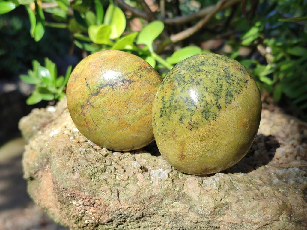Polished Green Opal Palm Stones x 12 From Betroka, Madagascar - Toprock Gemstones and Minerals 
