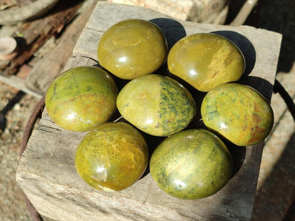 Polished Green Opal Palm Stones x 12 From Betroka, Madagascar - Toprock Gemstones and Minerals 