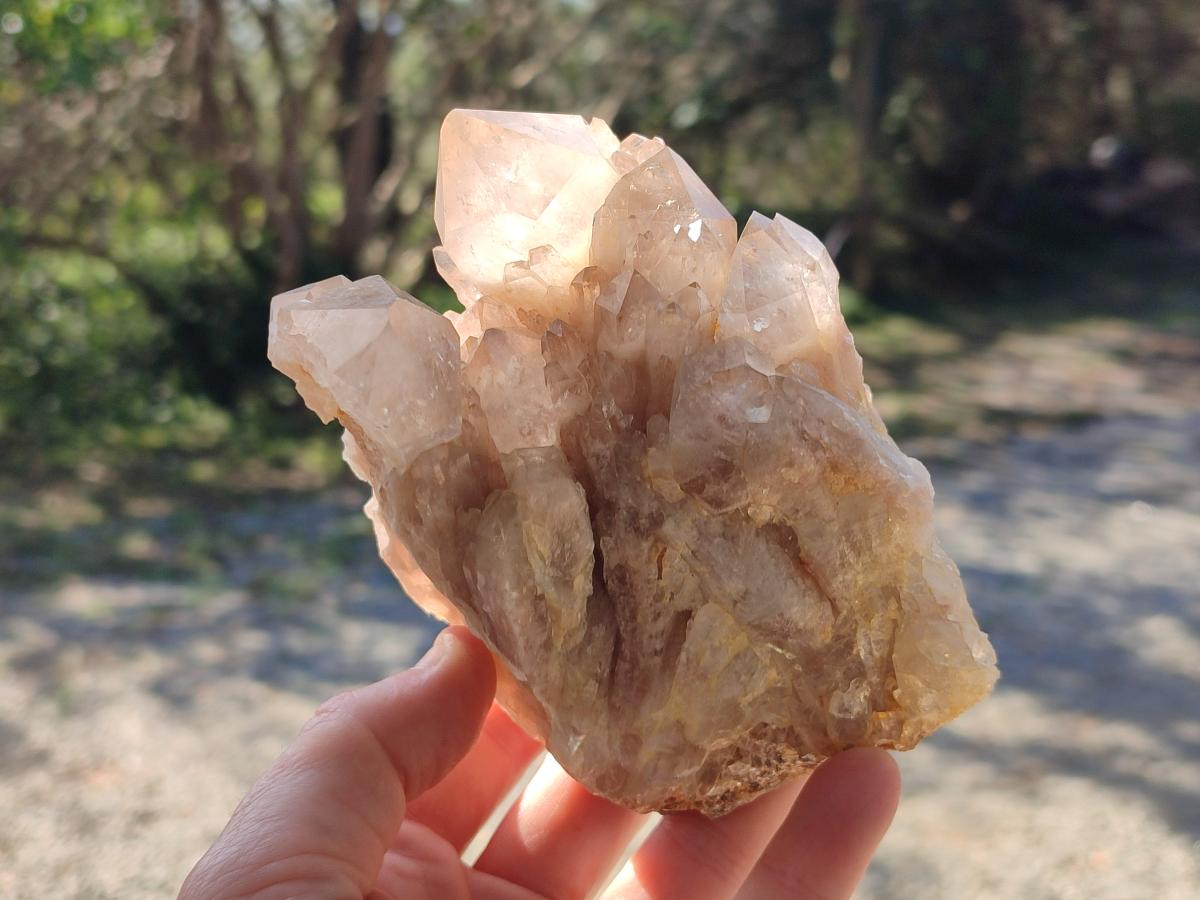 Natural Cascading White Phantom Smokey Luena Quartz Clusters x 2 From Luena, Congo - Toprock Gemstones and Minerals 