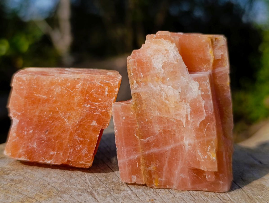 Natural Rhombohedral Sunset Orange Calcite Specimens x 24 From Spitzkop, Namibia - Toprock Gemstones and Minerals 