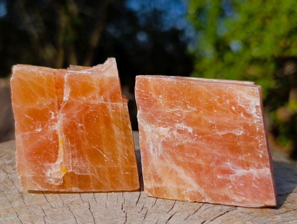 Natural Rhombohedral Sunset Orange Calcite Specimens x 24 From Spitzkop, Namibia - Toprock Gemstones and Minerals 