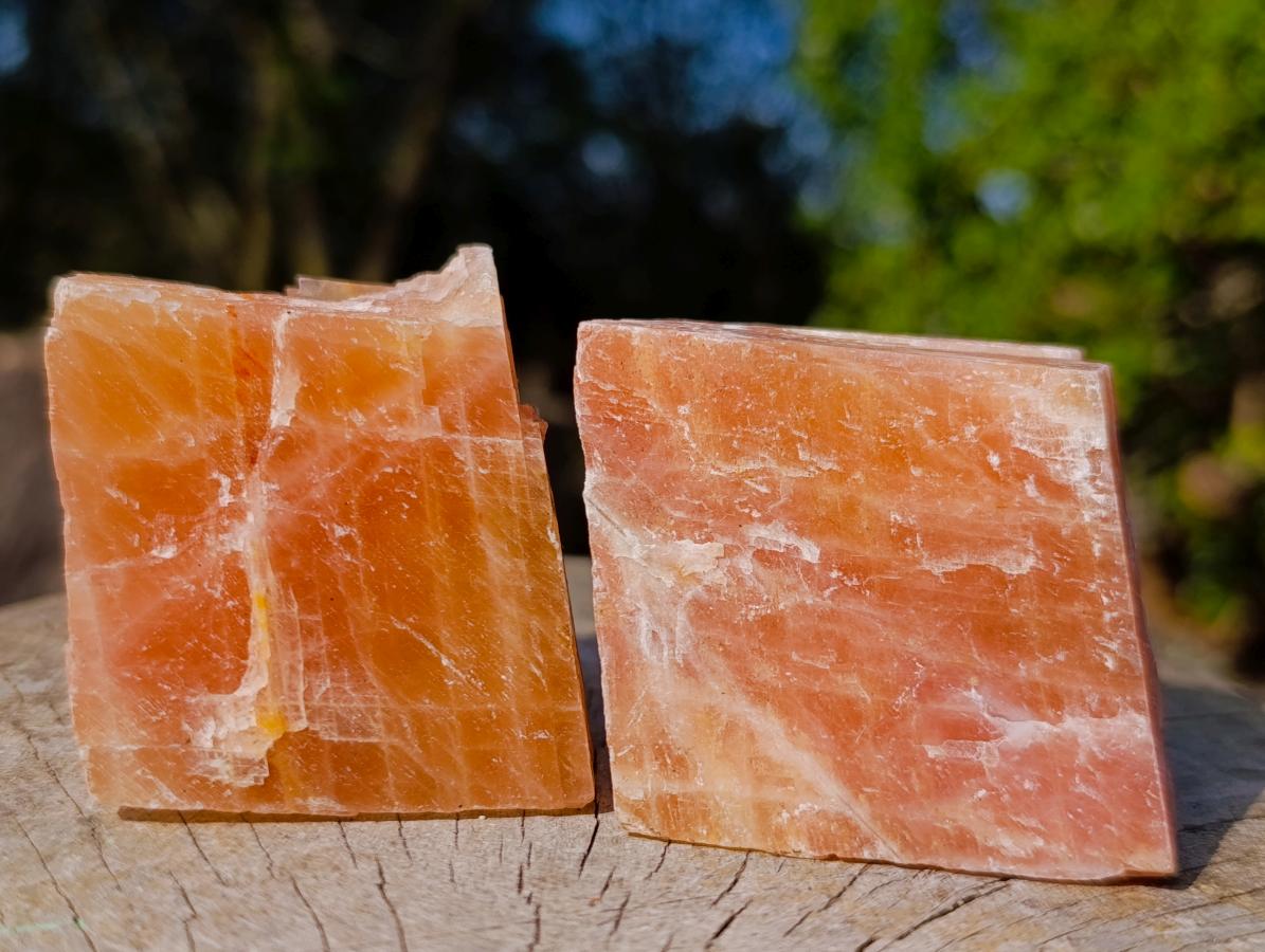 Natural Rhombohedral Sunset Orange Calcite Specimens x 24 From Spitzkop, Namibia - Toprock Gemstones and Minerals 