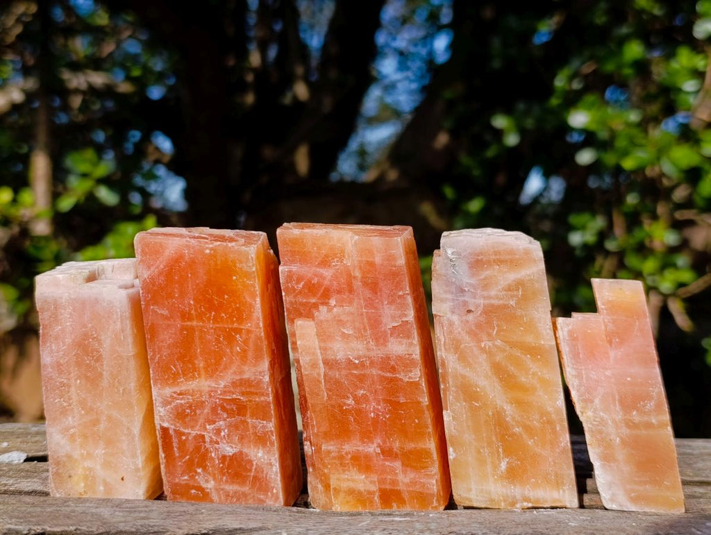 Natural Rhombohedral Sunset Orange Calcite Specimens x 24 From Spitzkop, Namibia - Toprock Gemstones and Minerals 