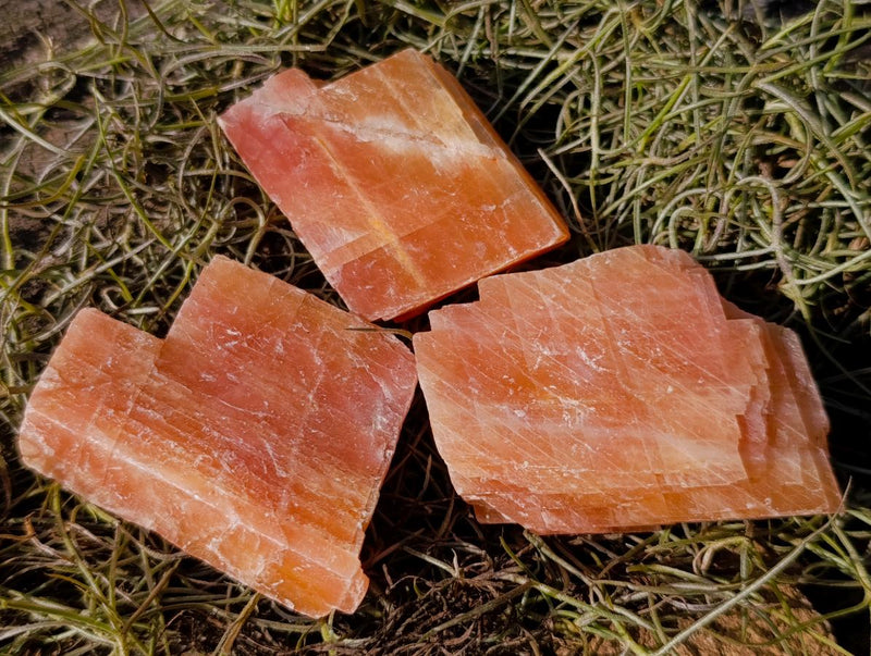 Natural Rhombohedral Sunset Orange Calcite Specimens x 24 From Spitzkop, Namibia - Toprock Gemstones and Minerals 
