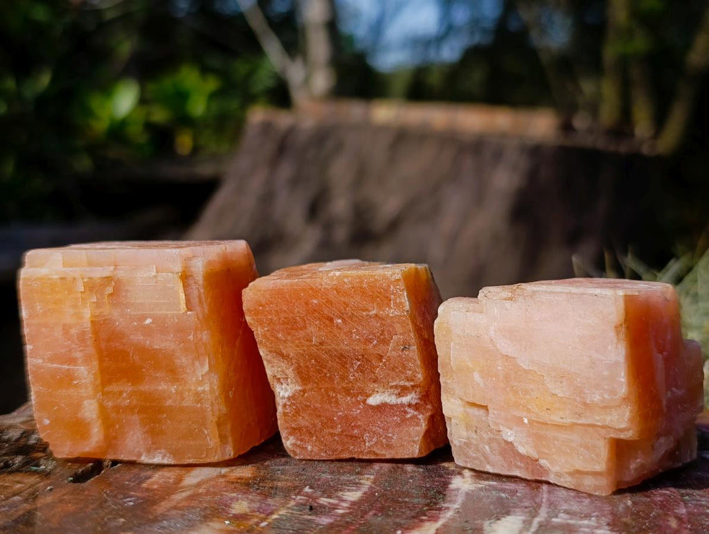 Natural Rhombohedral Sunset Orange Calcite Specimens x 24 From Spitzkop, Namibia - Toprock Gemstones and Minerals 