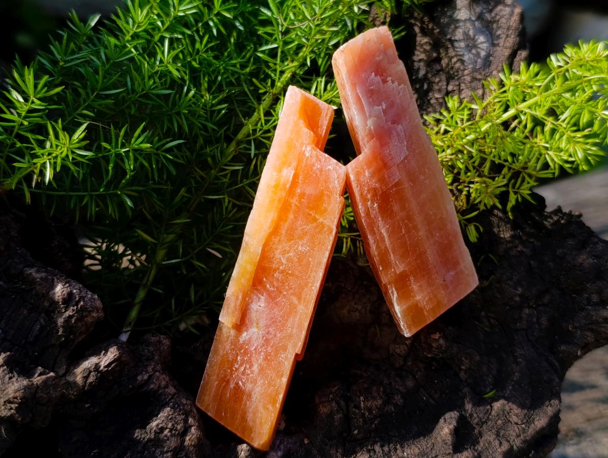 Natural Rhombohedral Sunset Orange Calcite Specimens x 24 From Spitzkop, Namibia - Toprock Gemstones and Minerals 