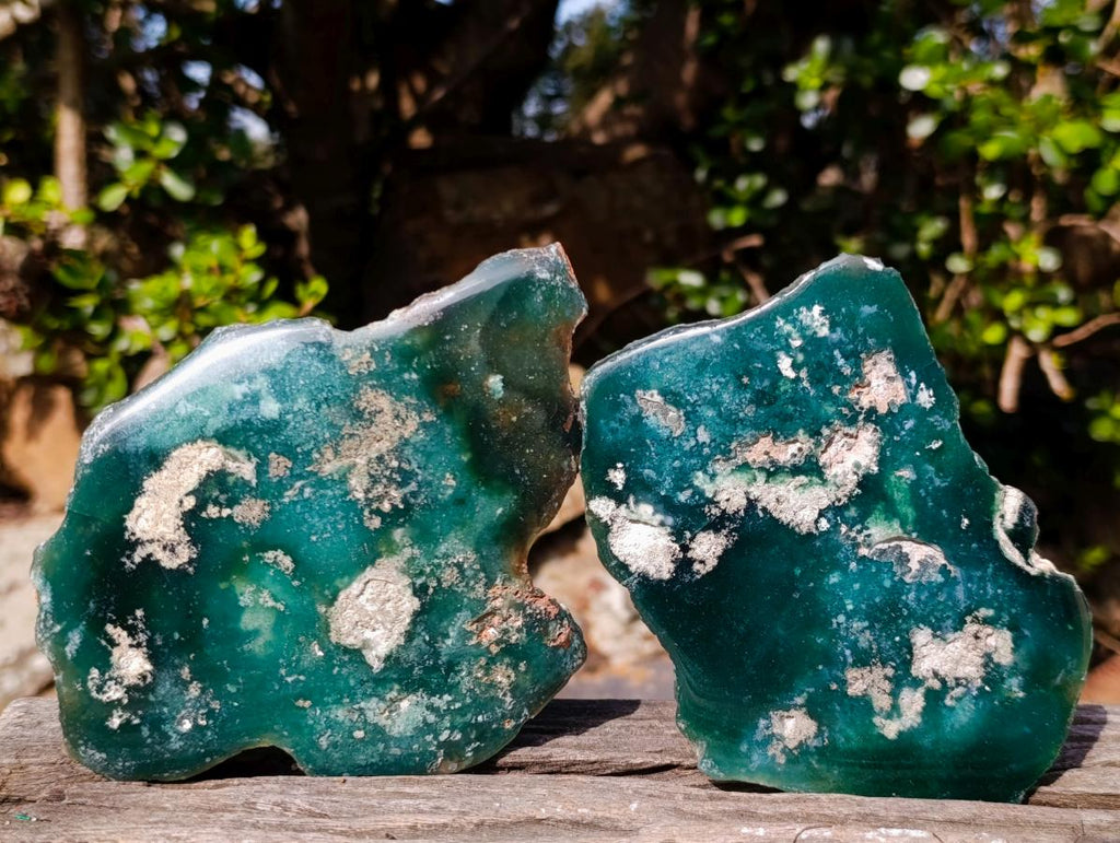 Polished On One Side Mtorolite Chrysoprase Plates x 6 From Mutorashanga, Zimbabwe - Toprock Gemstones and Minerals 