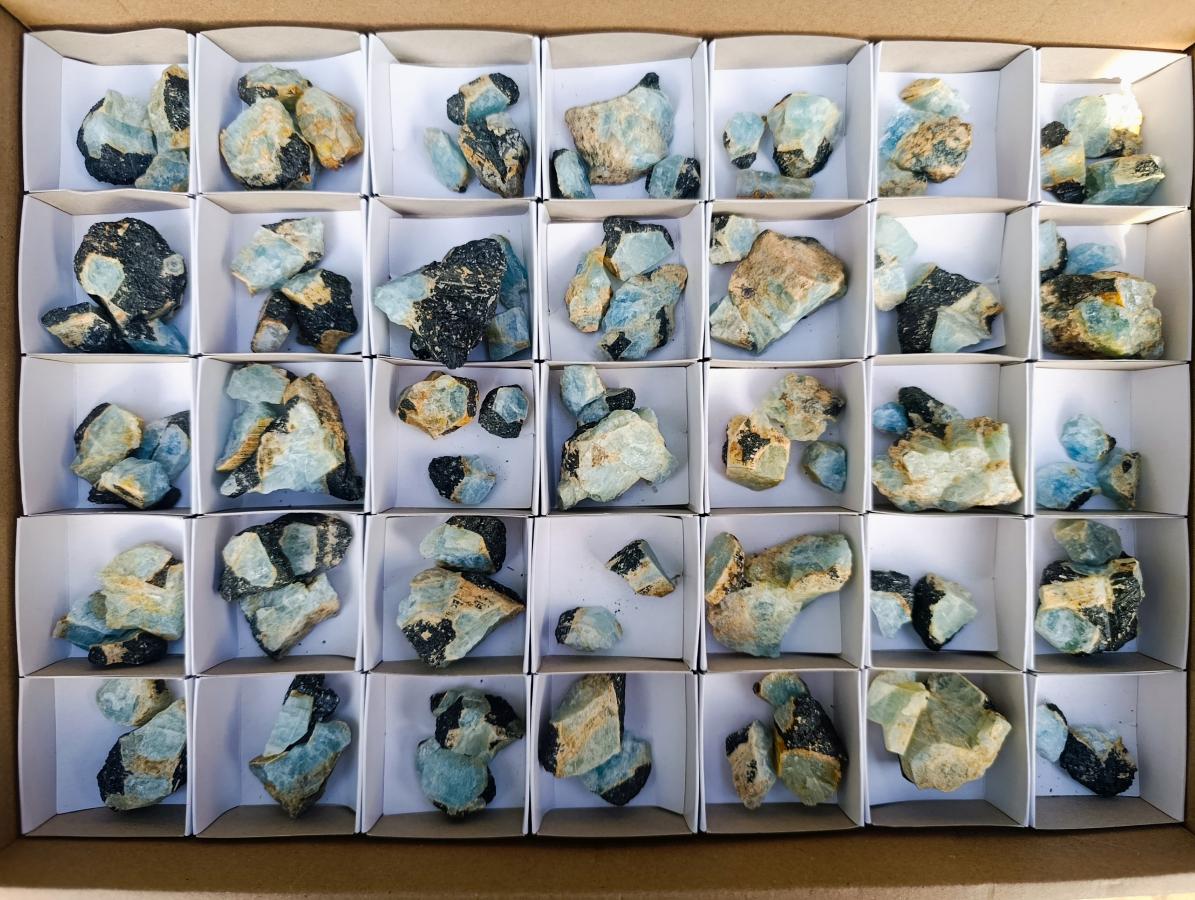 Natural Rare Aquamarine in Black Tourmaline Specimens x 58 From Karibib, Namibia - Toprock Gemstones and Minerals 