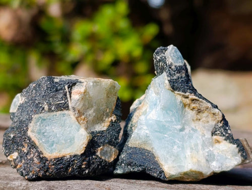 Natural Rare Aquamarine in Black Tourmaline Specimens x 58 From Karibib, Namibia - Toprock Gemstones and Minerals 