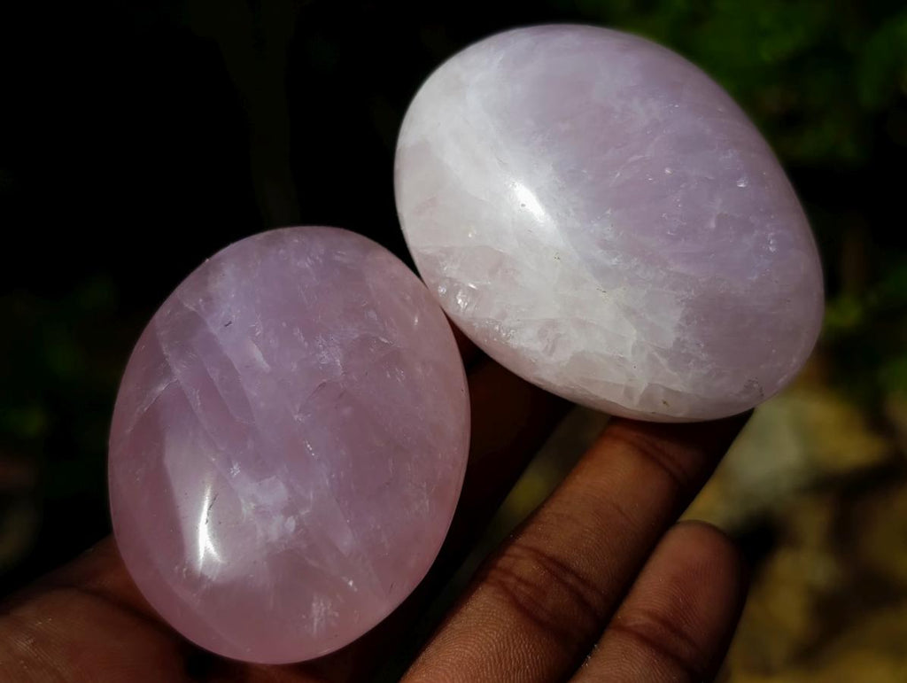 Polished Gemmy Rose Quartz Palm Stones x 24 From Madagascar - Toprock Gemstones and Minerals 