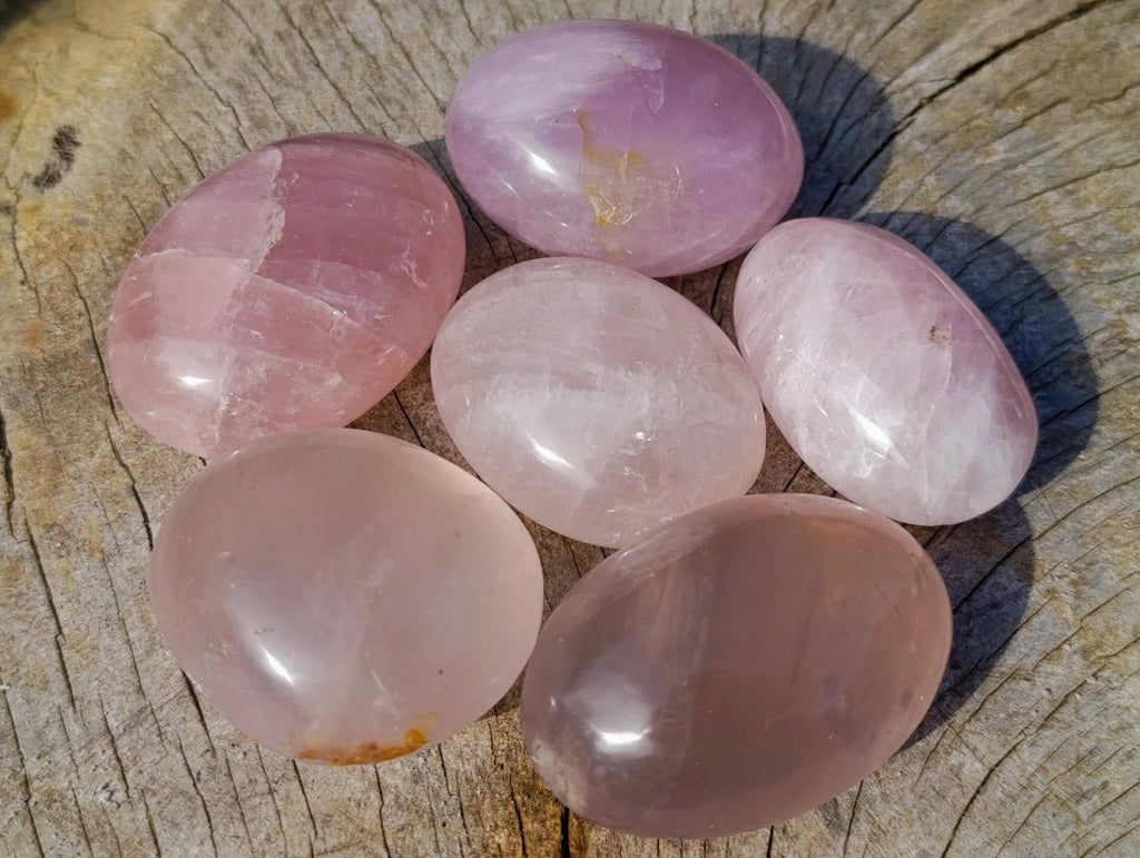 Polished Gemmy Rose Quartz Palm Stones x 24 From Madagascar - Toprock Gemstones and Minerals 
