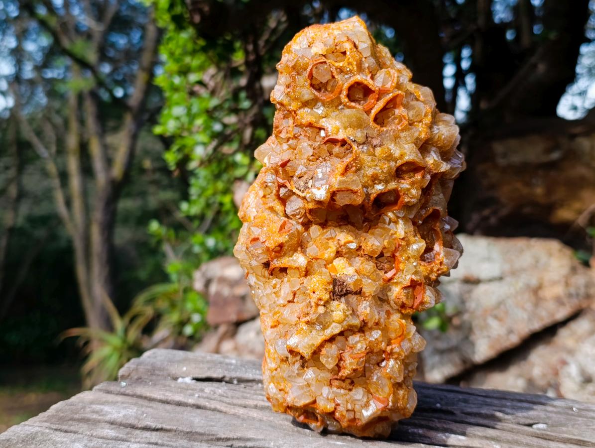 Natural Golden Limonite Quartz Clusters x 2 From Solwezi, Zambia - Toprock Gemstones and Minerals 