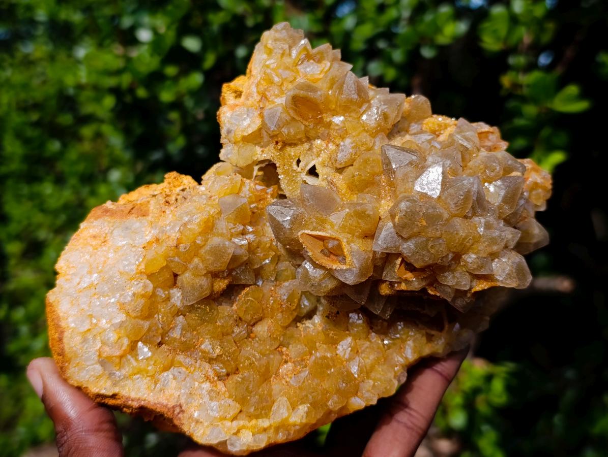 Natural Golden Limonite Quartz Clusters x 2 From Solwezi, Zambia - Toprock Gemstones and Minerals 