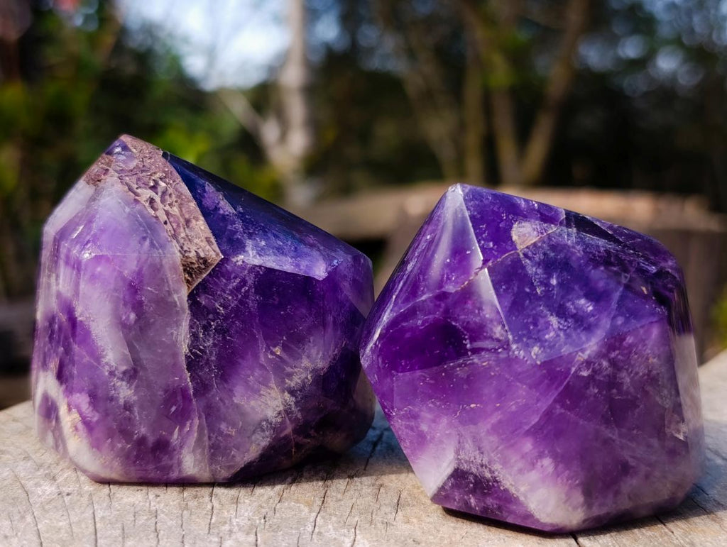 Polished Chevron Amethyst Display Crystal Points x 6 From Zambia - Toprock Gemstones and Minerals 