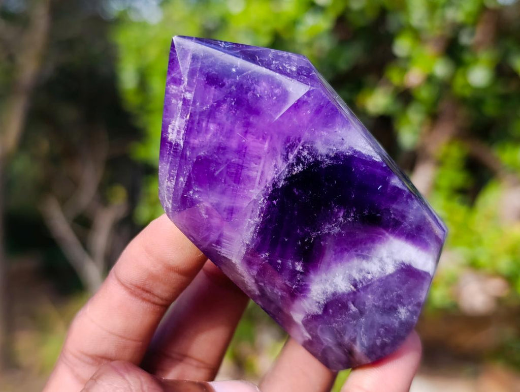 Polished Chevron Amethyst Display Crystal Points x 6 From Zambia - Toprock Gemstones and Minerals 