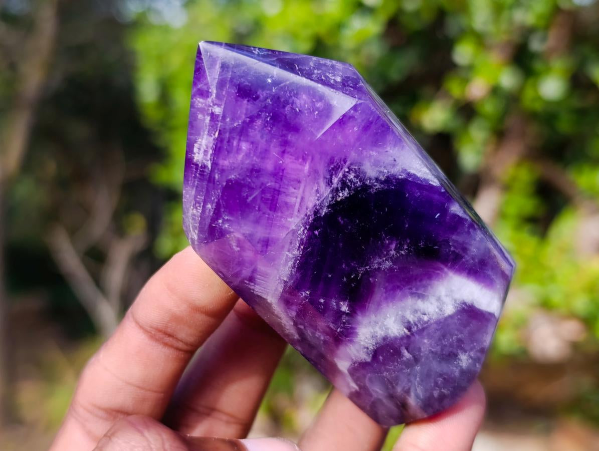Polished Chevron Amethyst Display Crystal Points x 6 From Zambia - Toprock Gemstones and Minerals 