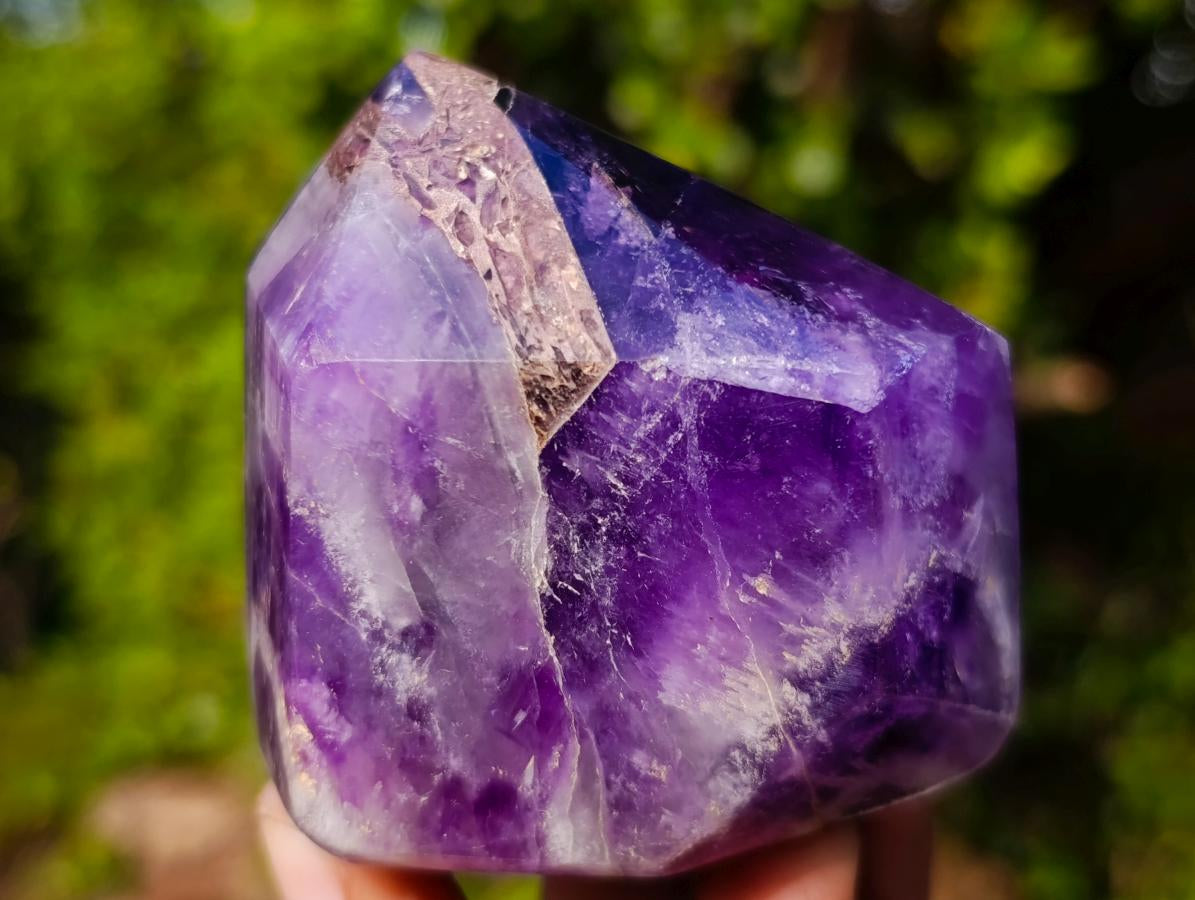 Polished Chevron Amethyst Display Crystal Points x 6 From Zambia - Toprock Gemstones and Minerals 
