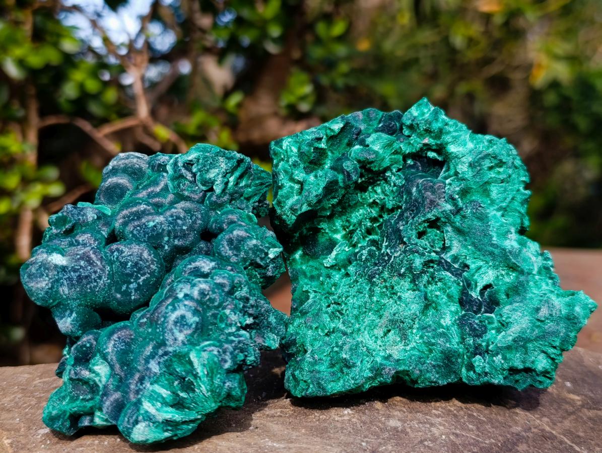 Natural Silky Malachite Specimens x 3 From Kasompe, Congo - Toprock Gemstones and Minerals 
