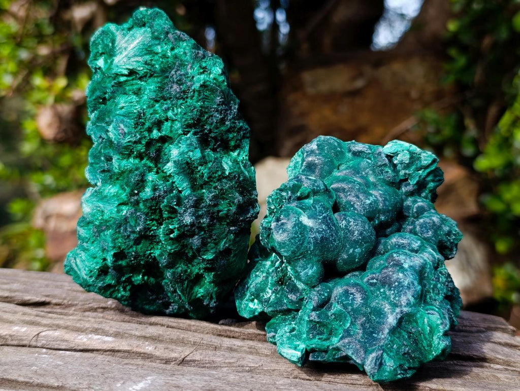 Natural Silky Malachite Specimens x 3 From Kasompe, Congo - Toprock Gemstones and Minerals 
