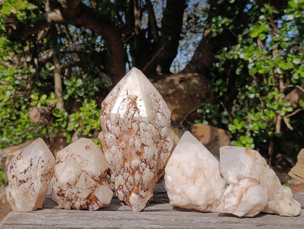 Natural Cascading Pineapple Candle Quartz Crystals x 5 From Antsirabe, Madagascar - Toprock Gemstones and Minerals 