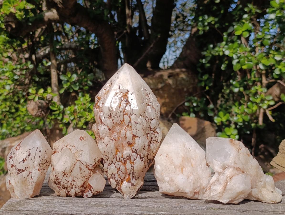 Natural Cascading Pineapple Candle Quartz Crystals x 5 From Antsirabe, Madagascar - Toprock Gemstones and Minerals 