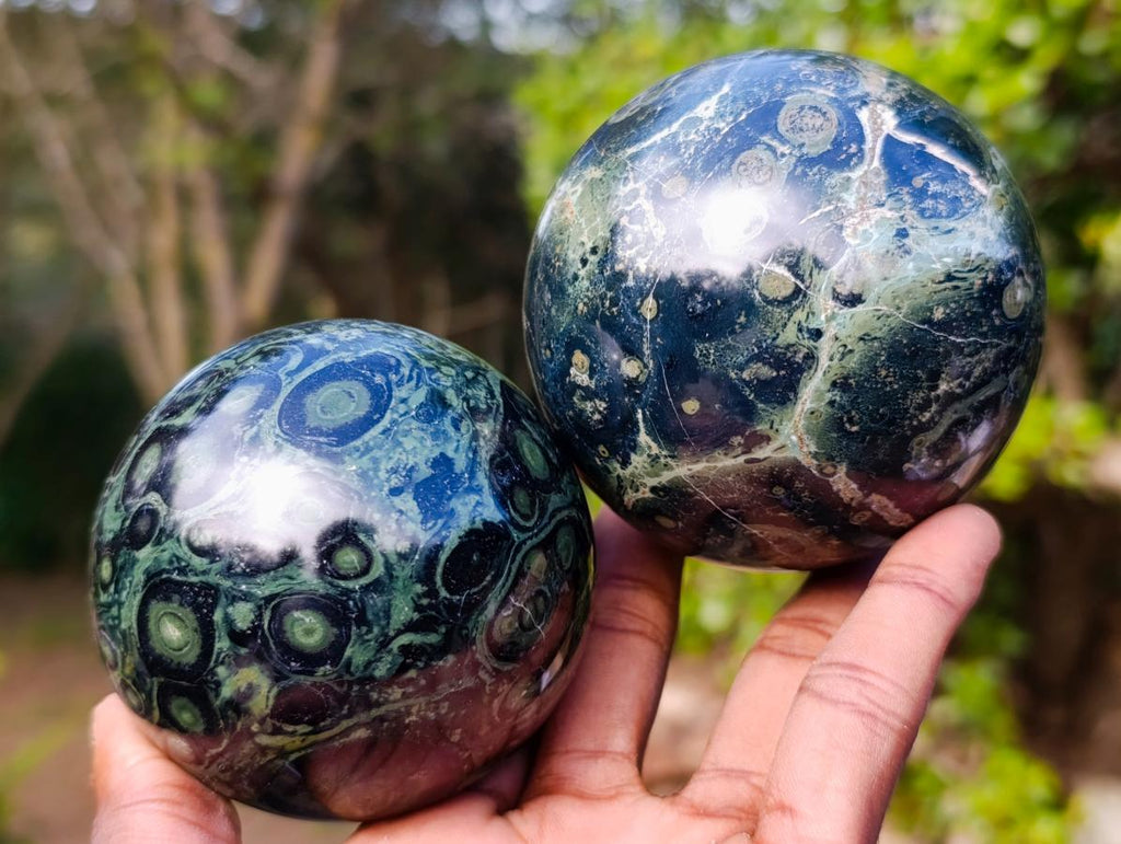 Polished Stromatolite Spheres x 4 From Katsepy, Madagascar - Toprock Gemstones and Minerals 