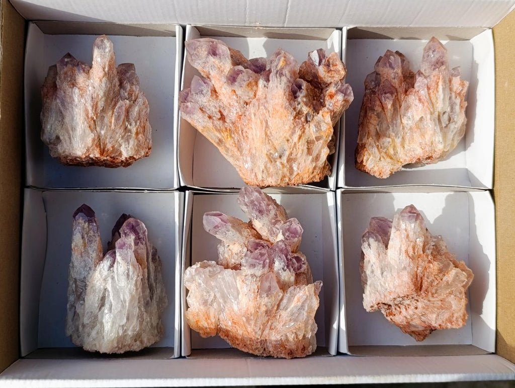 Natural Sugar Amethyst Clusters x 6 From Zambia - Toprock Gemstones and Minerals 