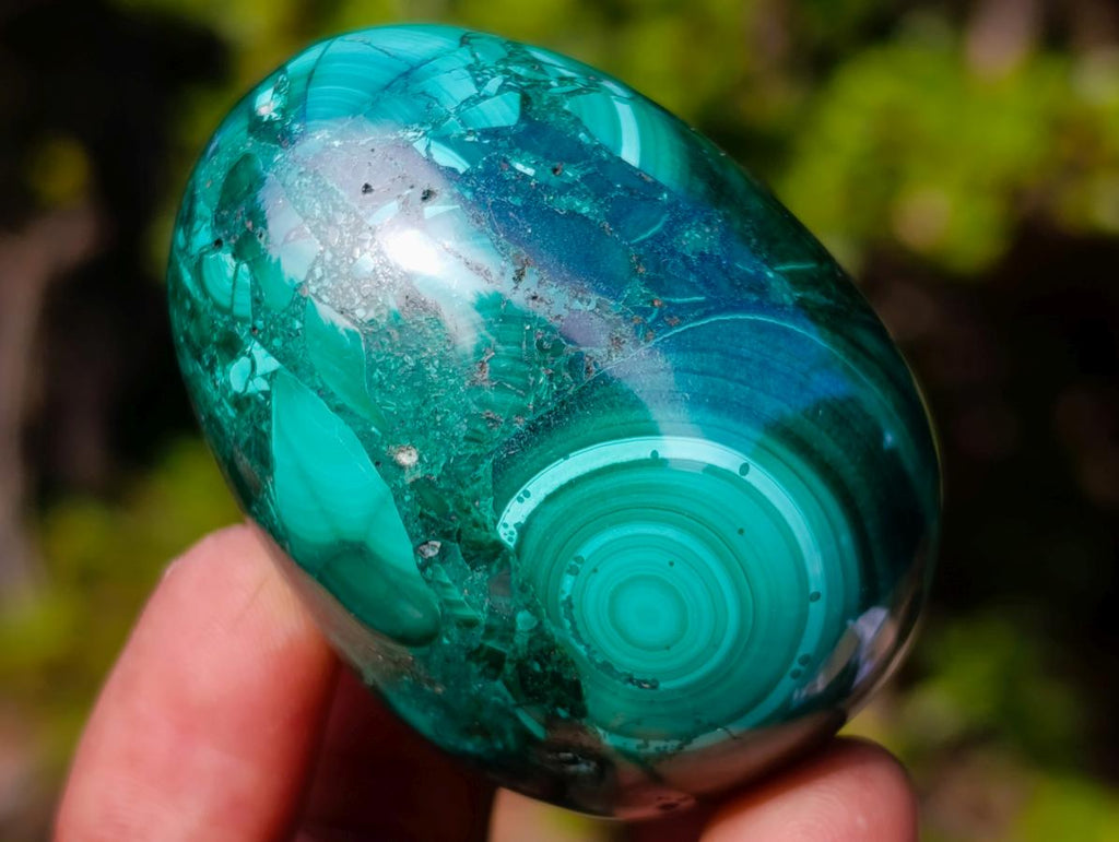 Polished Flower Banded Malachite Gemstone Eggs x 6 From Congo - Toprock Gemstones and Minerals 
