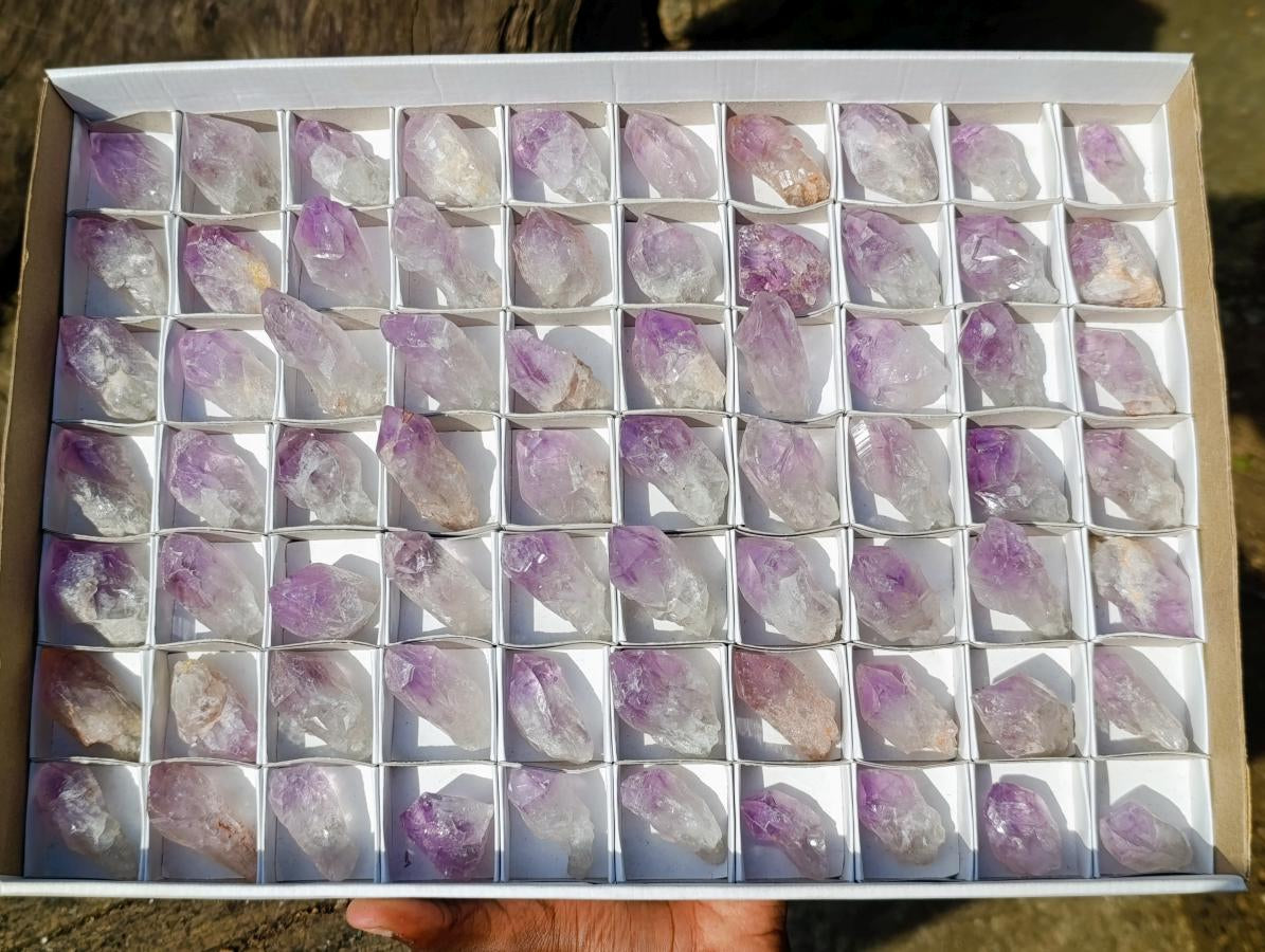 Natural Jacaranda Amethyst Single Crystals x 70 From Mumbwa, Zambia - Toprock Gemstones and Minerals 