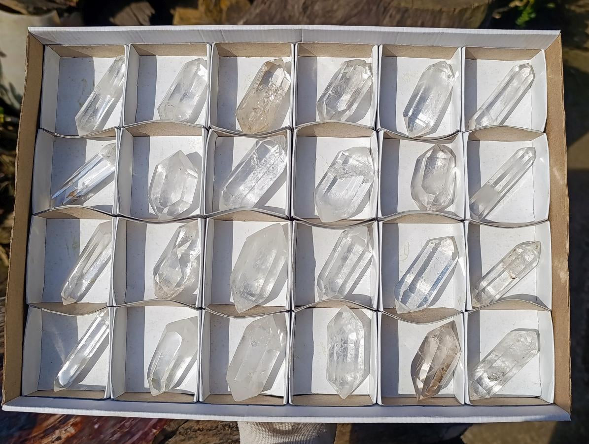 Polished Double Terminated Clear Quartz Crystals x 24 From Madagascar - Toprock Gemstones and Minerals 