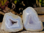Polished On One Side Blue Lace Agate Geodes x 24 From Nsanje, Malawi - Toprock Gemstones and Minerals 