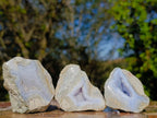 Polished On One Side Blue Lace Agate Geodes x 24 From Nsanje, Malawi - Toprock Gemstones and Minerals 