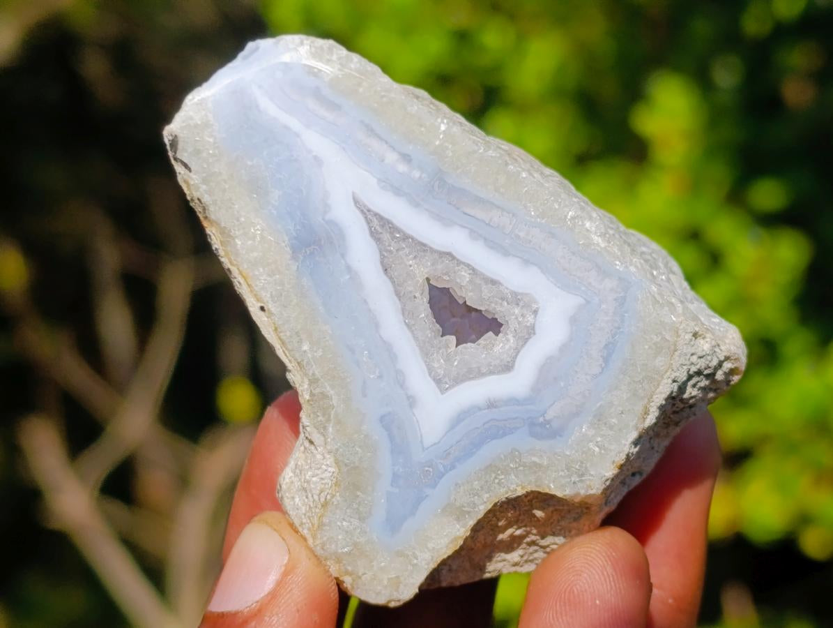 Polished On One Side Blue Lace Agate Geodes x 24 From Nsanje, Malawi - Toprock Gemstones and Minerals 