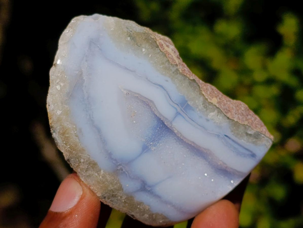 Polished On One Side Blue Lace Agate Geodes x 24 From Nsanje, Malawi - Toprock Gemstones and Minerals 
