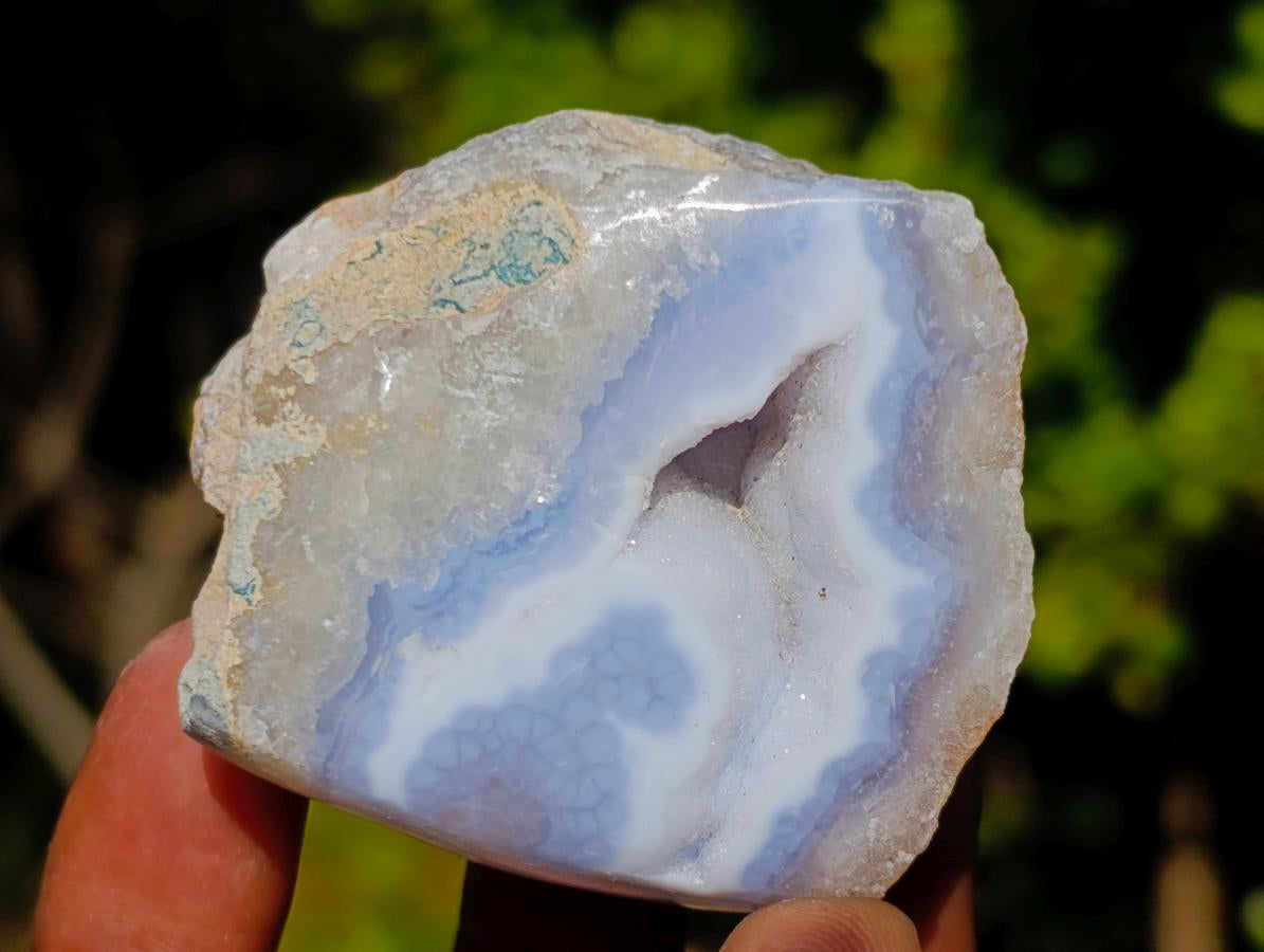 Polished On One Side Blue Lace Agate Geodes x 24 From Nsanje, Malawi - Toprock Gemstones and Minerals 