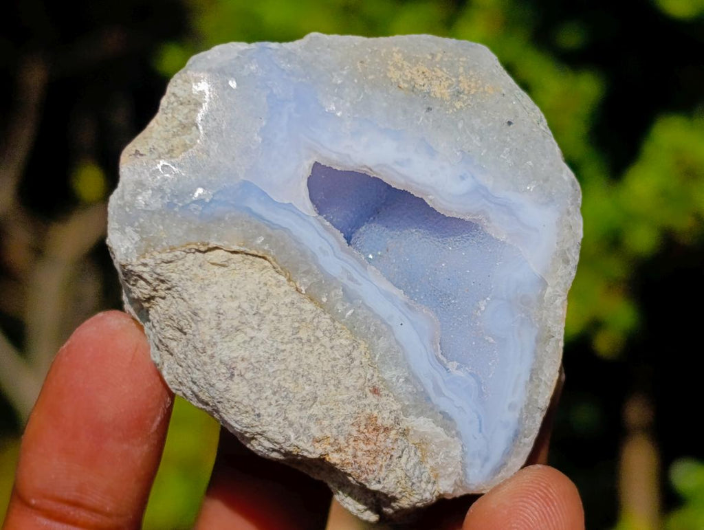 Polished On One Side Blue Lace Agate Geodes x 24 From Nsanje, Malawi - Toprock Gemstones and Minerals 