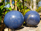 Polished Lazulite Spheres x 2 From Madagascar - Toprock Gemstones and Minerals 