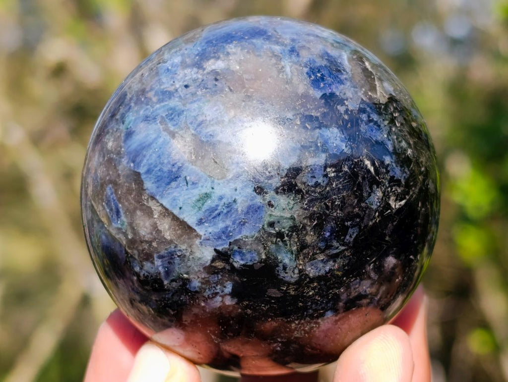 Polished "Water Sapphire" Spheres with Sillimanite x 6 From Ambatofinandrahana, Madagascar - Toprock Gemstones and Minerals 