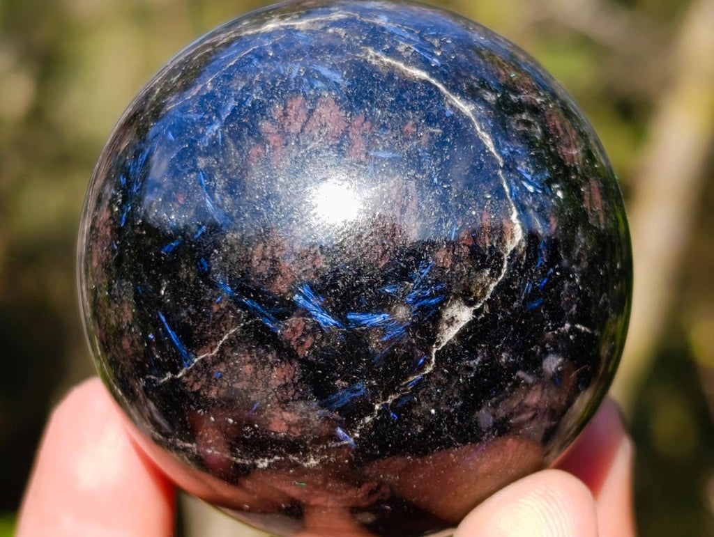 Polished "Water Sapphire" Spheres with Sillimanite x 6 From Ambatofinandrahana, Madagascar - Toprock Gemstones and Minerals 