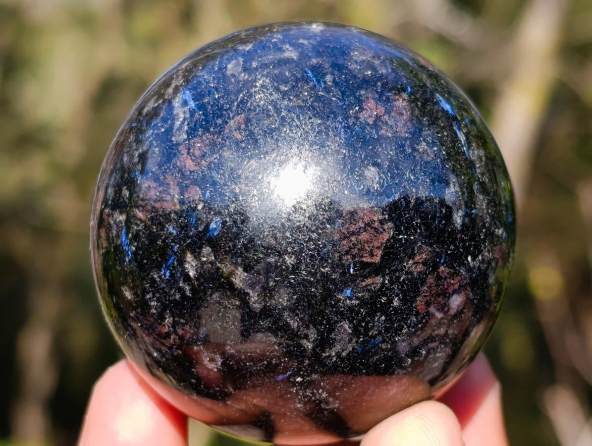 Polished "Water Sapphire" Spheres with Sillimanite x 6 From Ambatofinandrahana, Madagascar - Toprock Gemstones and Minerals 