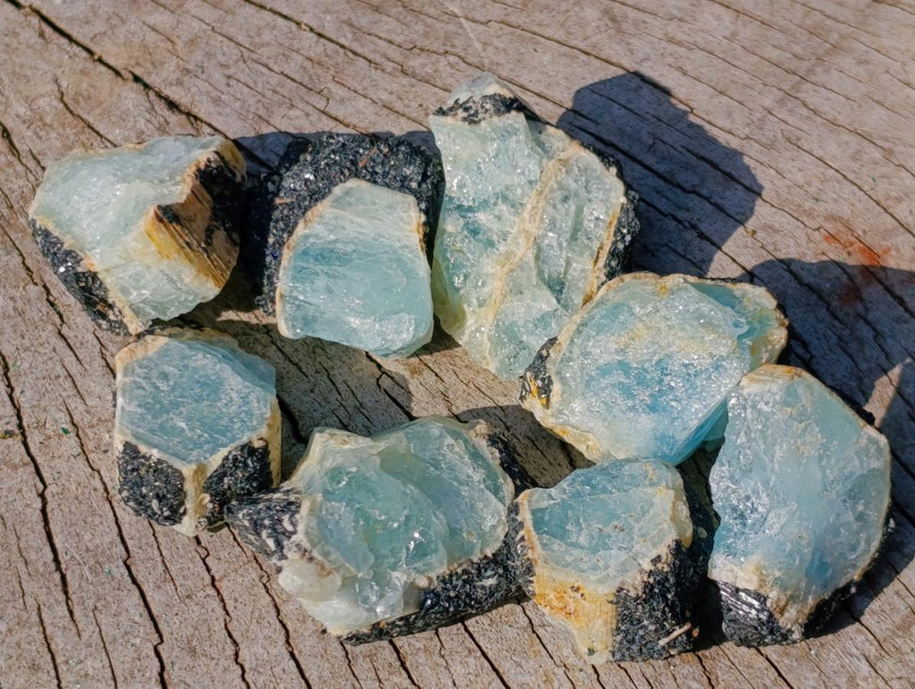 Natural Rare Aquamarine in Black Tourmaline Specimens x 70 From Karibib, Namibia - Toprock Gemstones and Minerals 