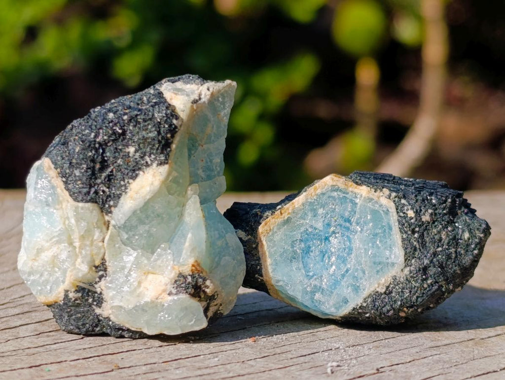 Natural Rare Aquamarine in Black Tourmaline Specimens x 70 From Karibib, Namibia - Toprock Gemstones and Minerals 