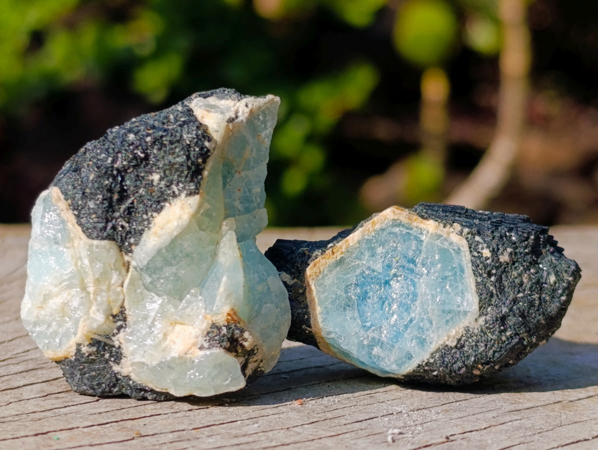 Natural Rare Aquamarine in Black Tourmaline Specimens x 70 From Karibib, Namibia - Toprock Gemstones and Minerals 