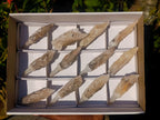 Natural Drusy Quartz Coated Spearhead Calcite Crystals x 12 From Albert's Mountain, Lesotho - Toprock Gemstones and Minerals 