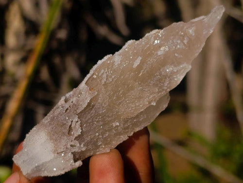 Natural Drusy Quartz Coated Spearhead Calcite Crystals x 12 From Albert's Mountain, Lesotho - Toprock Gemstones and Minerals 
