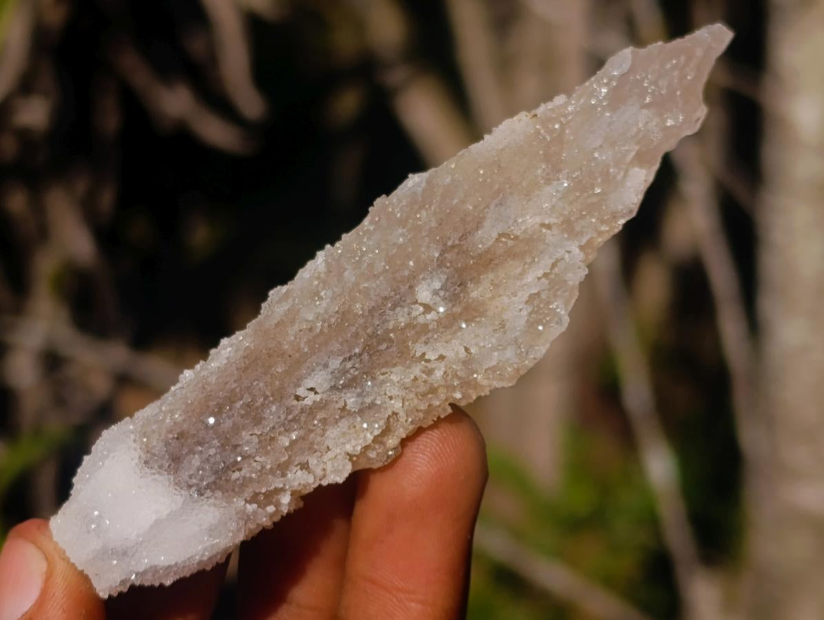 Natural Drusy Quartz Coated Spearhead Calcite Crystals x 12 From Albert's Mountain, Lesotho - Toprock Gemstones and Minerals 